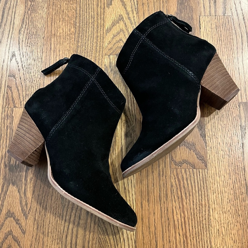 Splendid Eloise Suede Ankle Boots Black Size 8